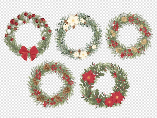 PSD christmas wreath festive element v6 in photoshop psd