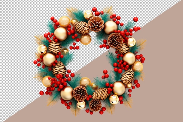 Christmas wreath in isolation on a transparent background