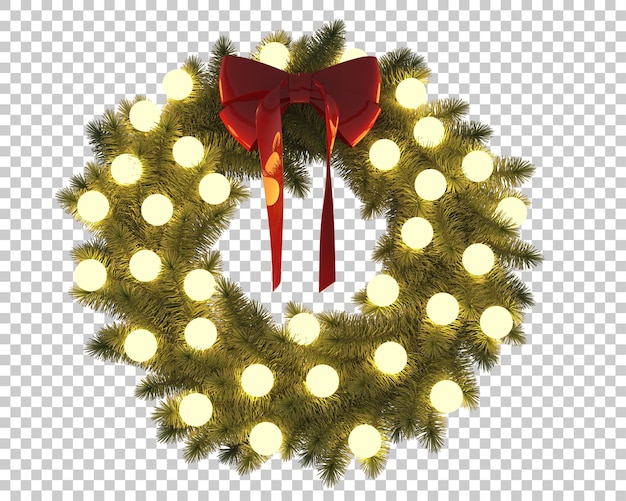 Christmas wreath on transparent background. 3d rendering - illustration