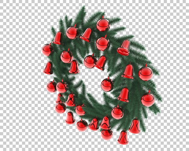 PSD christmas wreath on transparent background. 3d rendering - illustration