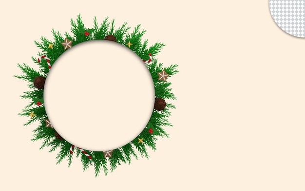 Christmas wreath with pine cone cookies and ornaments