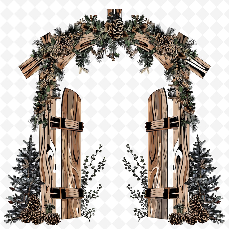 PSD a christmas wreath with a wooden cross on it