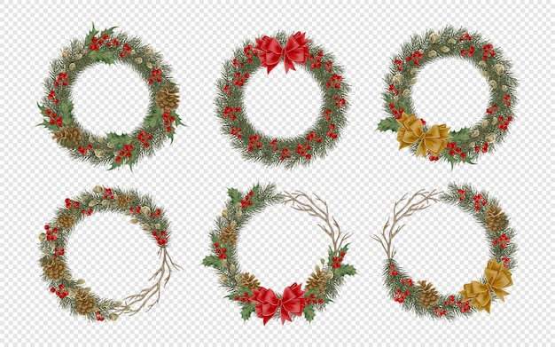 PSD christmas wreaths isolated christmas wreath decoration