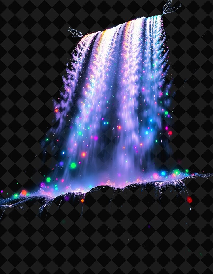 PSD chromatic cascades shimmering multicolored waterfalls of light po y2k inspiredur and flow creating a