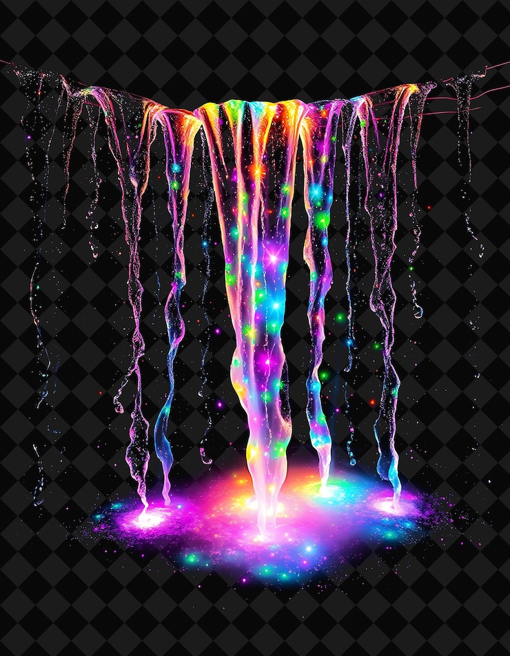 PSD chromatic cascades shimmering multicolored waterfalls of light po y2k inspiredur and flow creating a