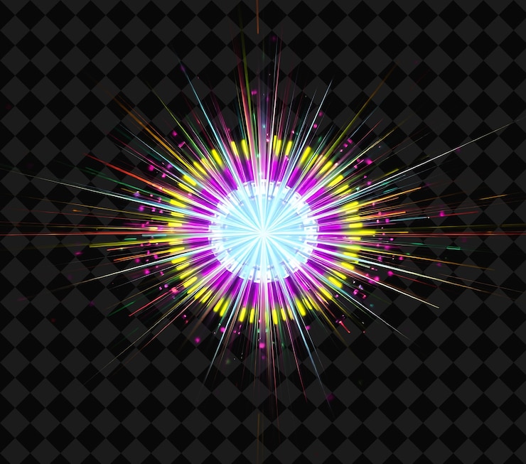 PSD chromatic diffusion rays of light refract and scatter creating a y2k inspiredkaleidoscope of rainbo