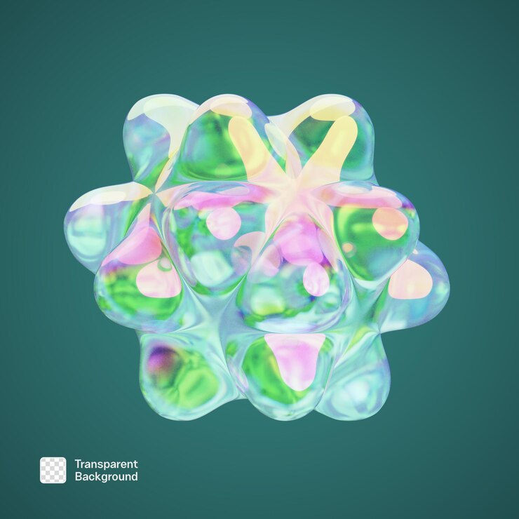 PSD chrome 3d abstract shape png template