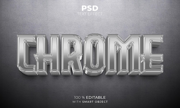 Chrome 3d bewerkbaar teksteffect