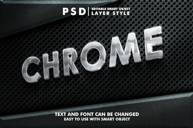 PSD effetto testo psd realistico di chrome 3d