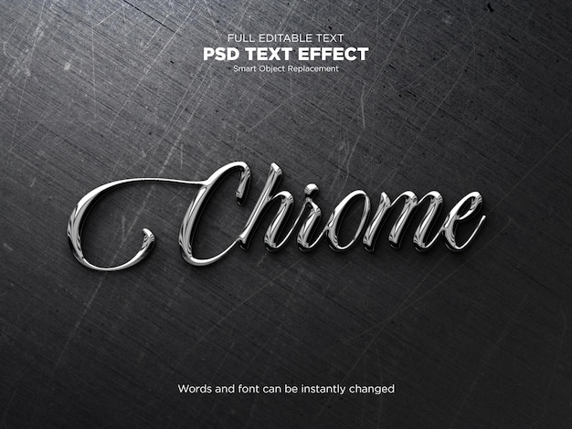 PSD chrome 3d text effect mockup