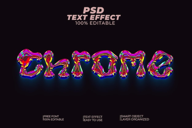 PSD effetto di stile di testo 3d chrome