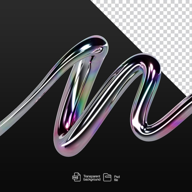 PSD chrome abstracte elementen in transparante psd-bestand