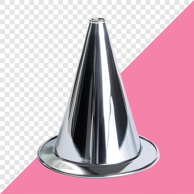 chrome cone transparent background isolated image generative ai