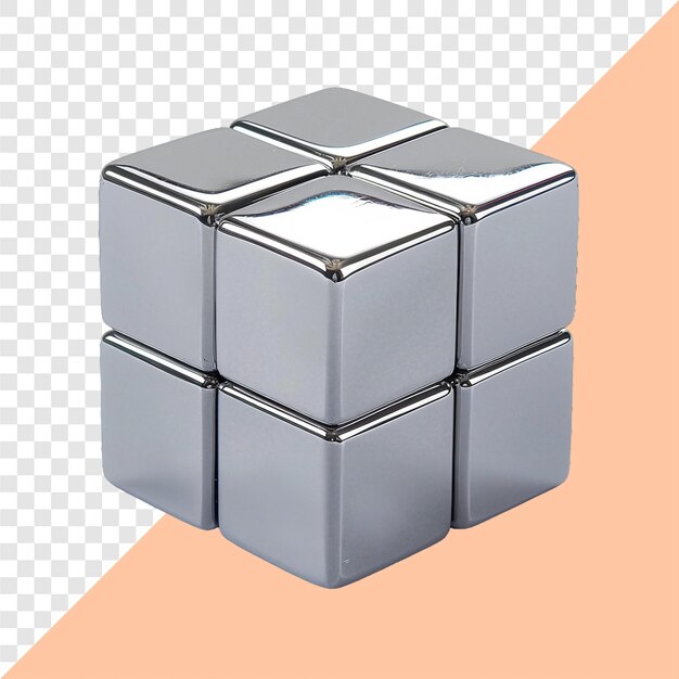 Chrome cube transparent background isolated image generative AI