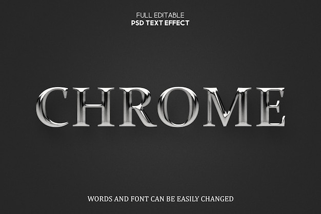 PSD Редактируемый текстовый эффект chrome