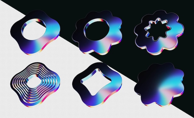 chrome effect 3d elements set for print or web