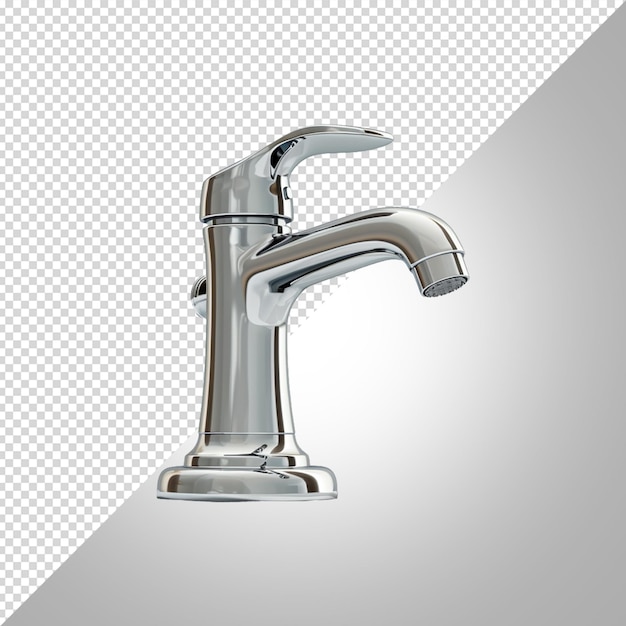 PSD a chrome faucet with a silver handle