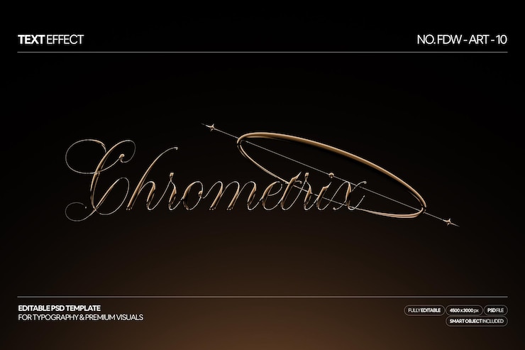 PSD chrome gradient text effect psd tamplate