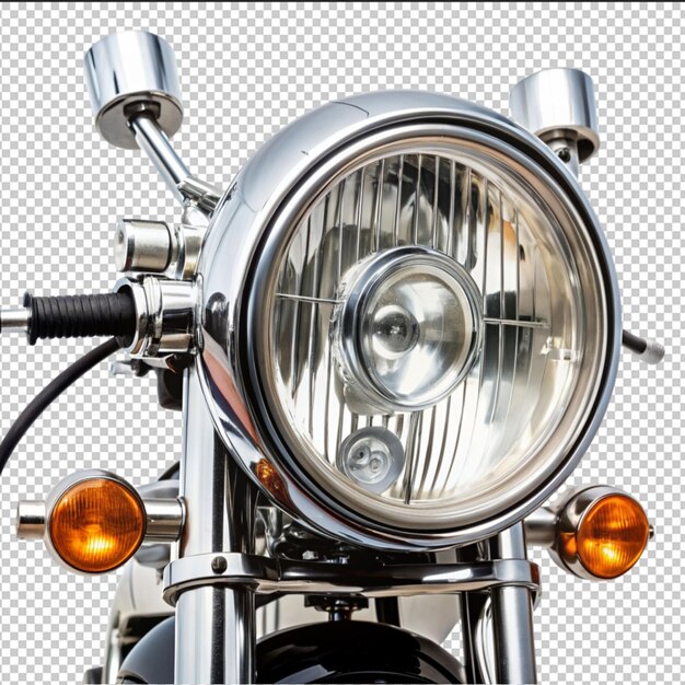 PSD chrome headlight component on white background