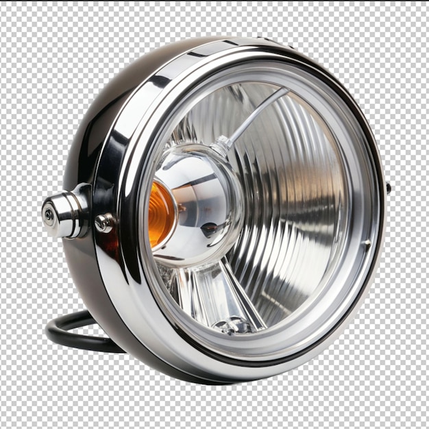 PSD chrome headlight component on white background