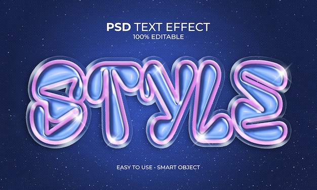 PSD chrome liquid y2k style text effect