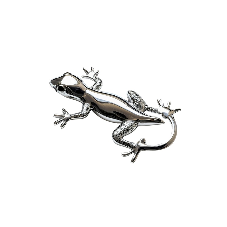 PSD chrome lizard figurine shiny reptile decoration silver gecko ornament