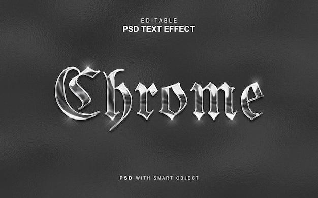 PSD chrome metallic text effect