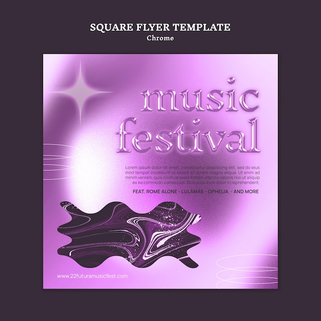 PSD chrome music square flyer design template