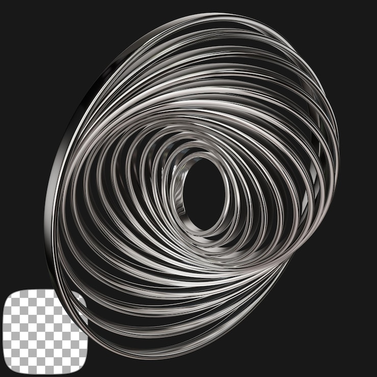PSD chrome rings 3d render
