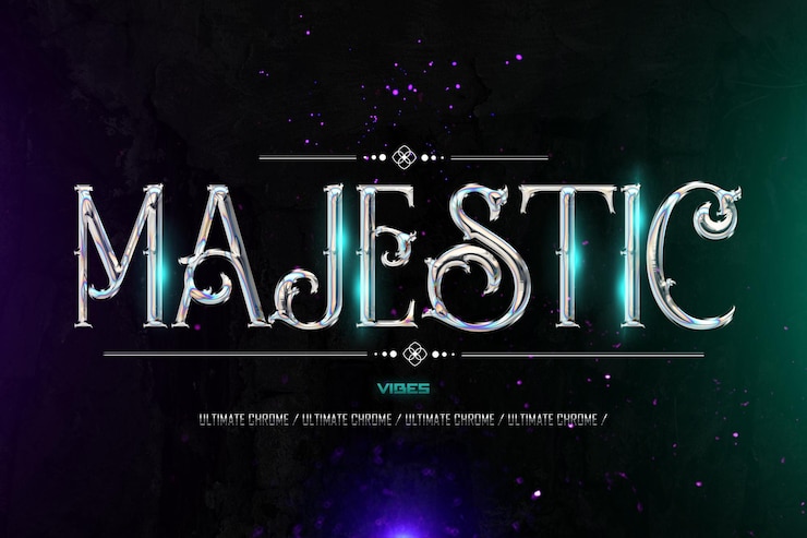PSD chrome slim lighting text effect