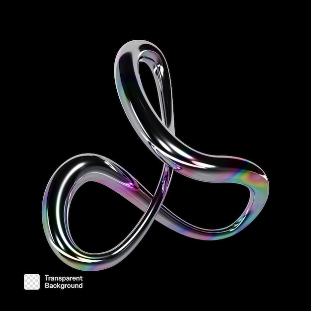 Chrome Y2K Abstrakt Element PNG-mal