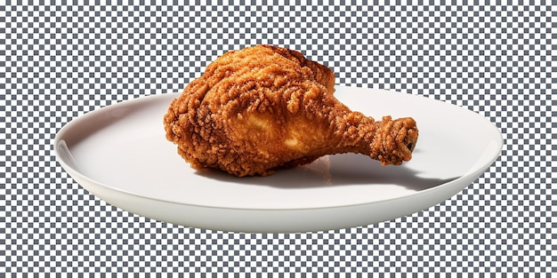 PSD chrupiący smażony kurczak na talerzu z przezroczystym tłem