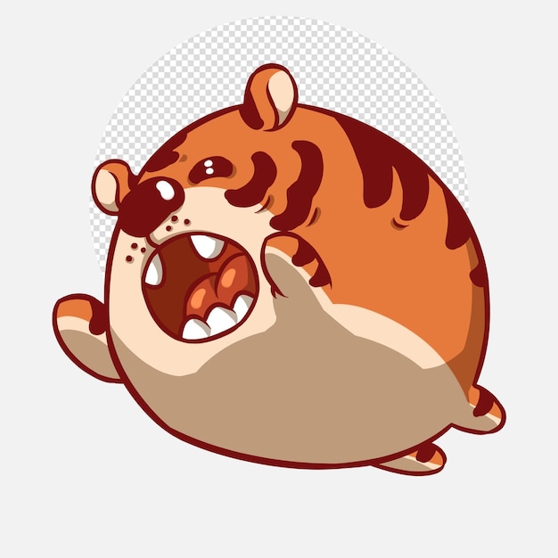 PSD chubby tiger jumping zodiac animals cartoon