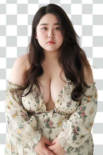 PSD chubby woman transparent background