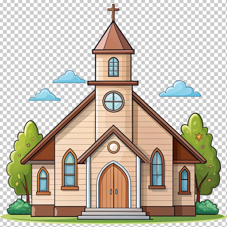 PSD church cartoon on transparent background