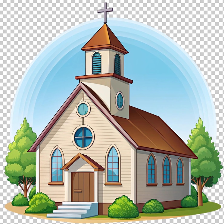 PSD church cartoon on transparent background