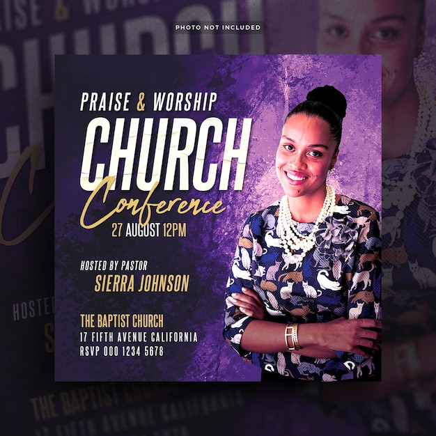 PSD church conference flyer post w mediach społecznościowych i baner internetowy na instagramie