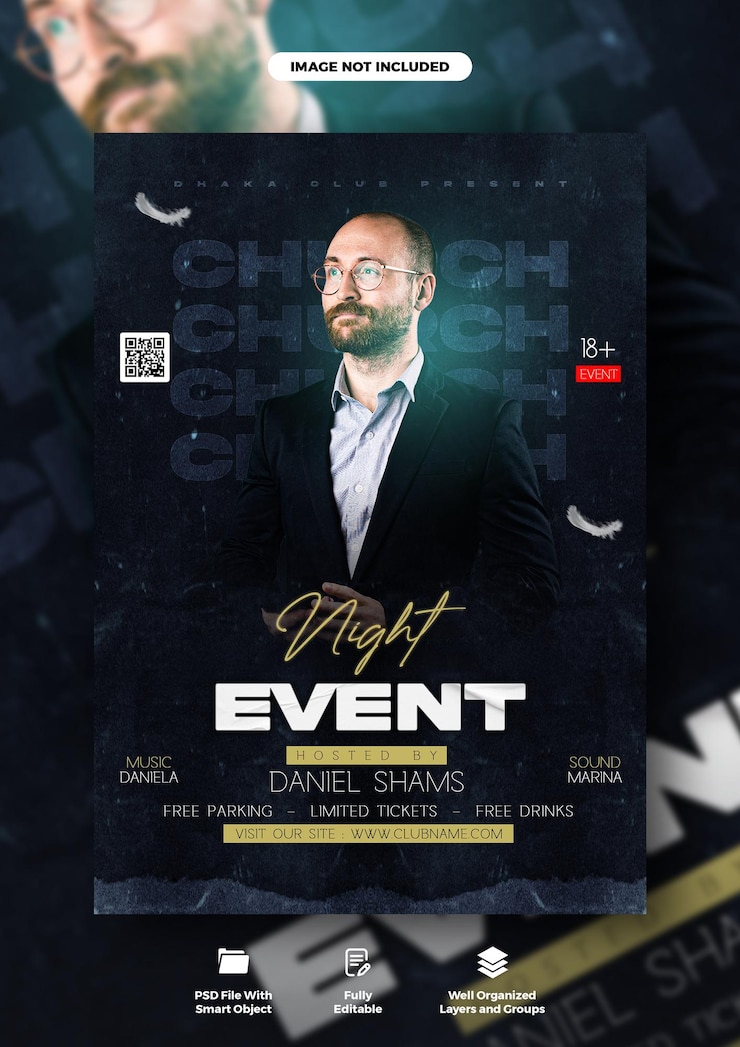 PSD church conference flyer or poster template