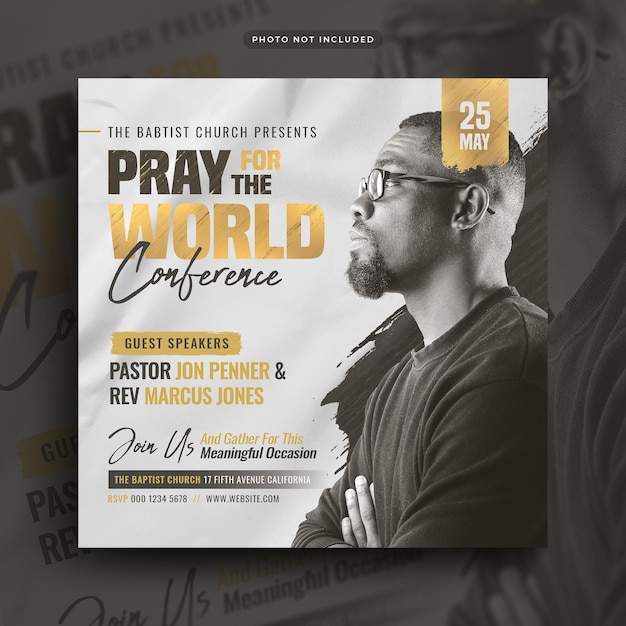 Church conference flyer pray for the world social media post web banner