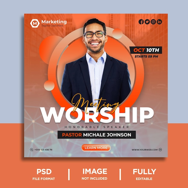 Church conference flyer or social media post and instagram template