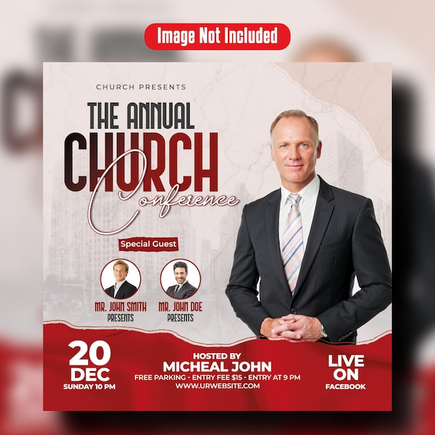 Church conference flyer social media post and instagram web banner