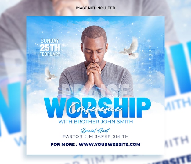 PSD church conference flyer social media post premium psd