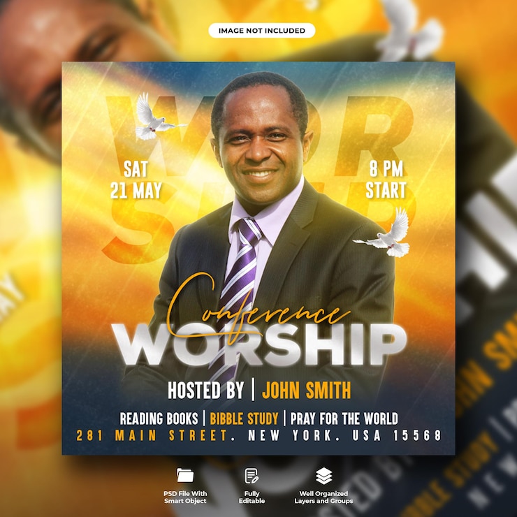 PSD church conference flyer and social media post template