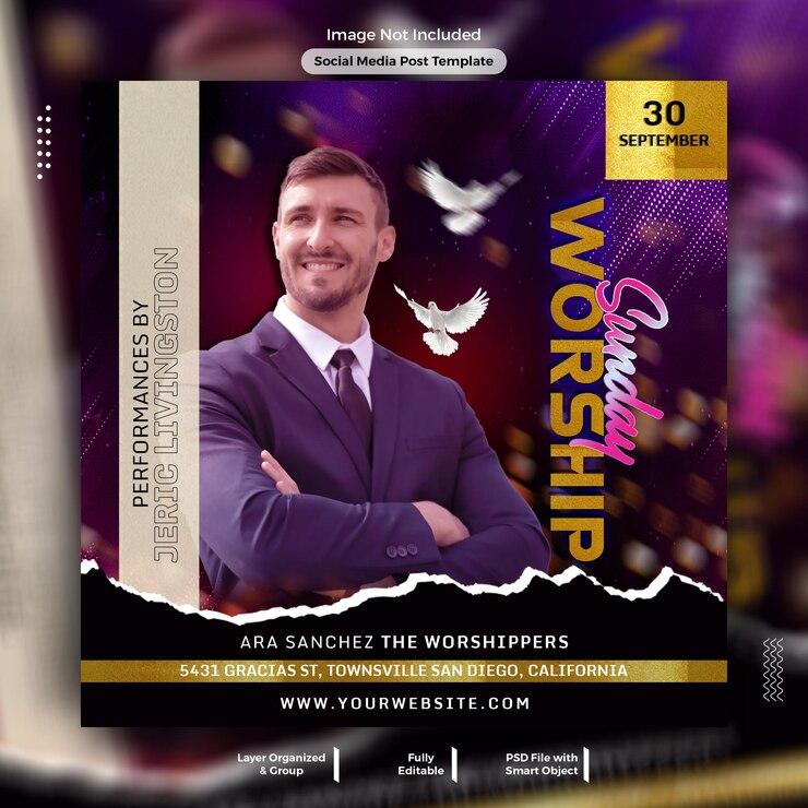 Church conference flyer social media post template