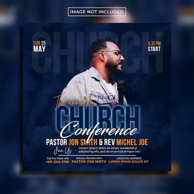 PSD church conference flyer social media post web banner template design