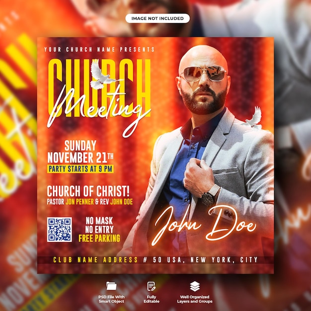 Church conference flyer social media post web banner template