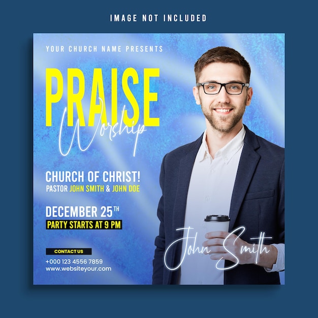 PSD church conference flyer social media post web banner template