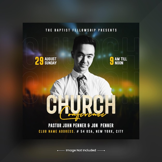 church conference flyer social media post web banner template
