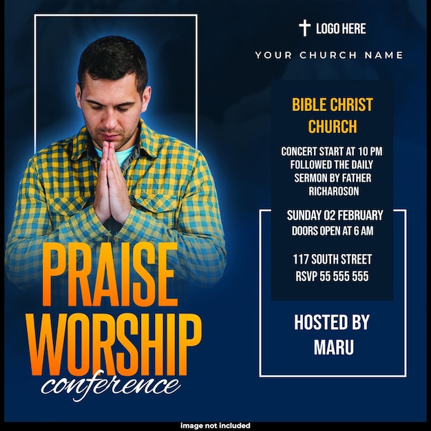 Church conference flyer social media post web banner template