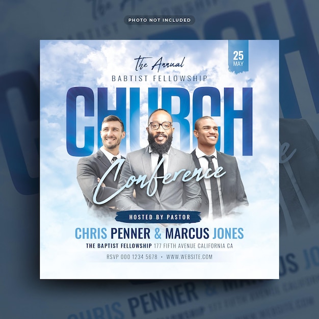 PSD church conference flyer social media post web banner